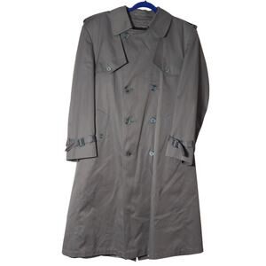 VTG London Towne Trench Coat 42R Mens Gray Double Breasted No Belt Thailand